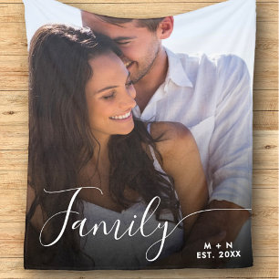 Couverture Polaire Script photo moderne Couple Famille Amour Initiale
