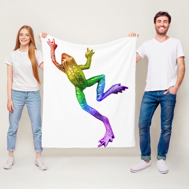 Couverture Polaire Sculpture de grenouille arc-en-ciel de SlipperyJoe (En situation)