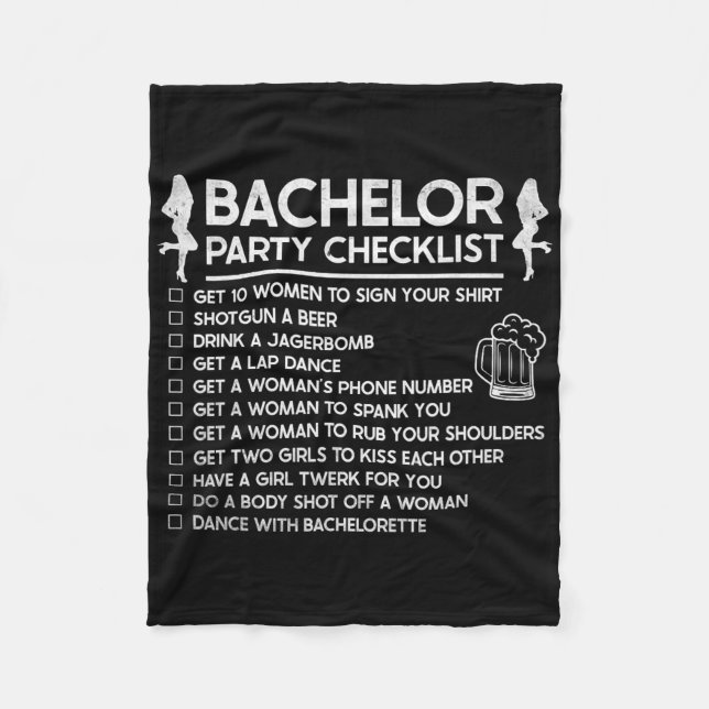 Couverture Polaire Se marier Groom Funny Bachelor Checklist Par (Devant)