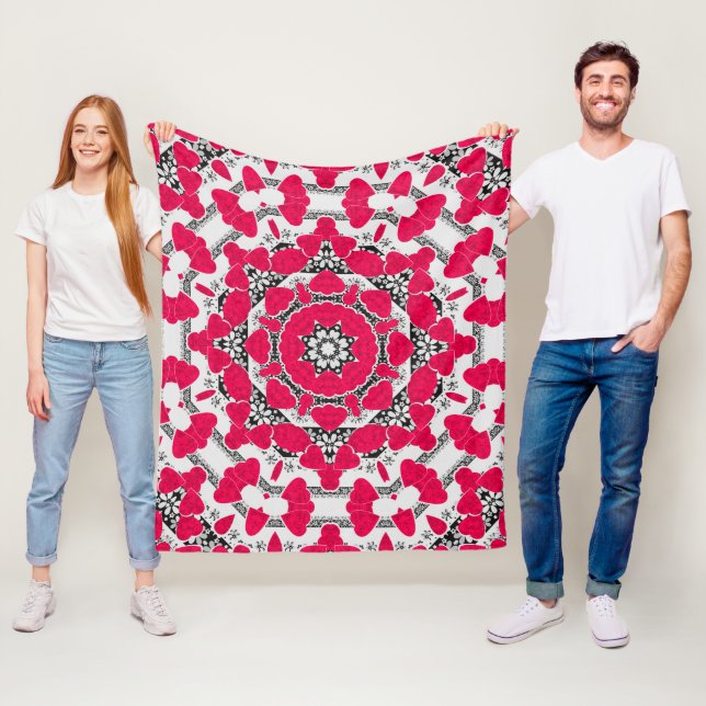 Couverture Polaire Seamless abstract mandala hearts bright round orna (En situation)