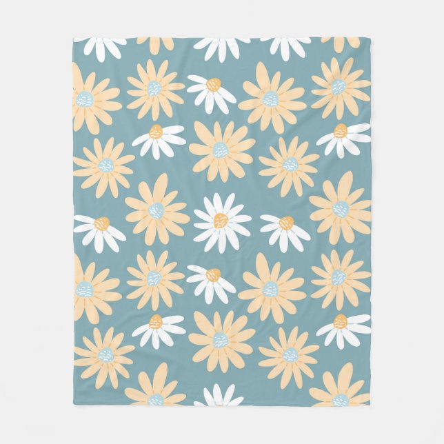 Couverture Polaire Seamless daisies pattern in small naive wild flowe (Devant)