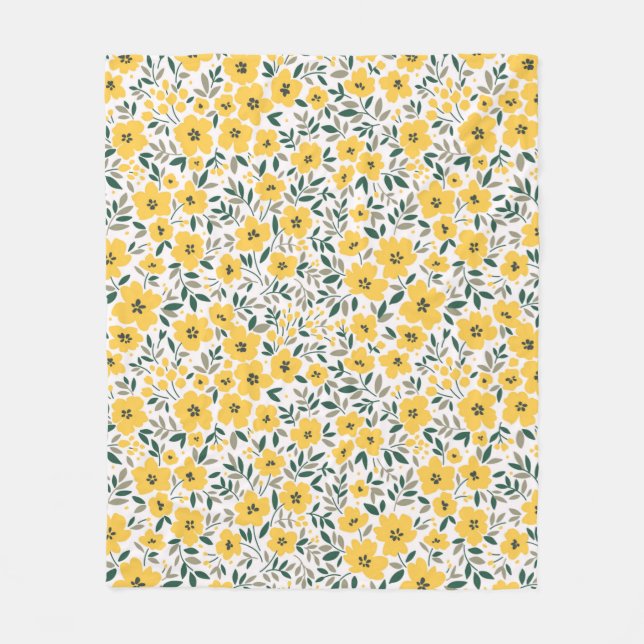 Couverture Polaire Seamless floral pattern,  Small yellow flowers. Wh (Devant)