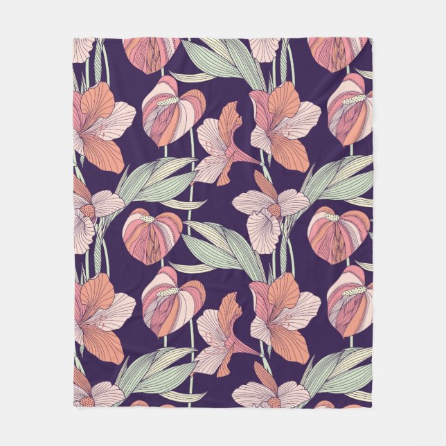 Couverture Polaire Seamless floral patternpattern,flower,orchid,moder (Devant)