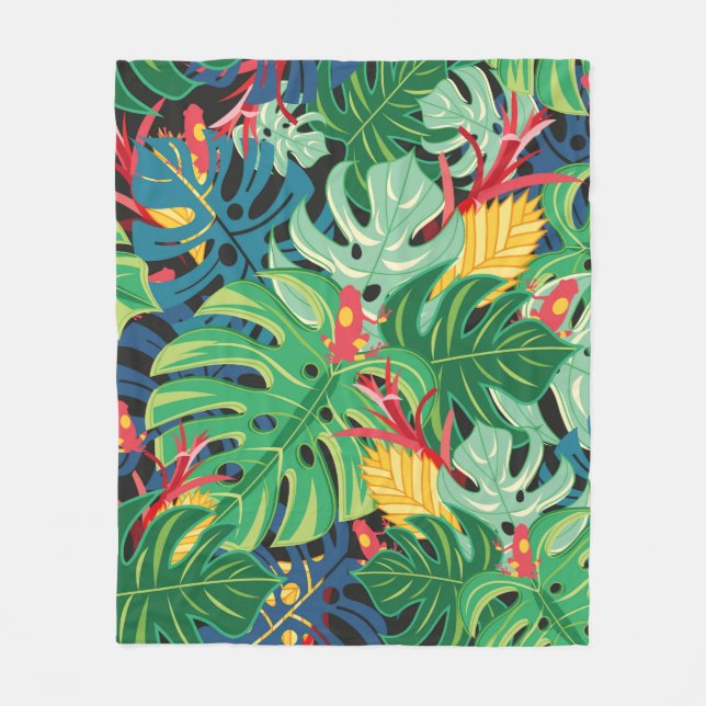 Couverture Polaire Seamless graphic pattern with leaves monstera and  (Devant)
