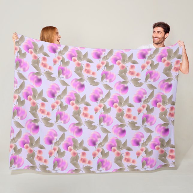 Couverture Polaire Seamless light plum fruits purple berries cherry p (En situation)
