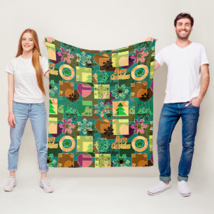 Couverture Polaire Seamless Merry Christmas Snowflake dark green colo