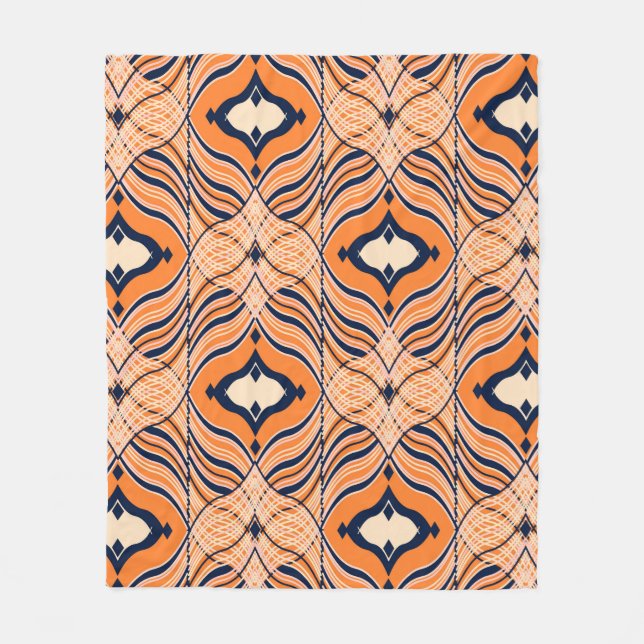 Couverture Polaire Seamless Oriental pattern, black, orange ornament. (Devant)