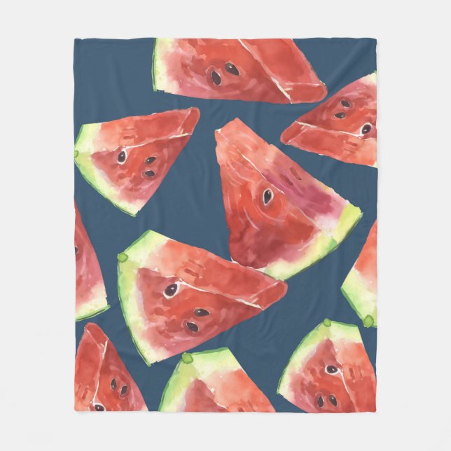 Couverture Polaire Seamless pattern. Slices of watercolor watermelon. (Devant)