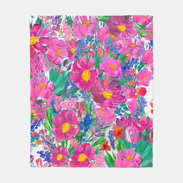 Couverture Polaire Seamless pattern with Beautiful flowers. Watercolo (Devant)