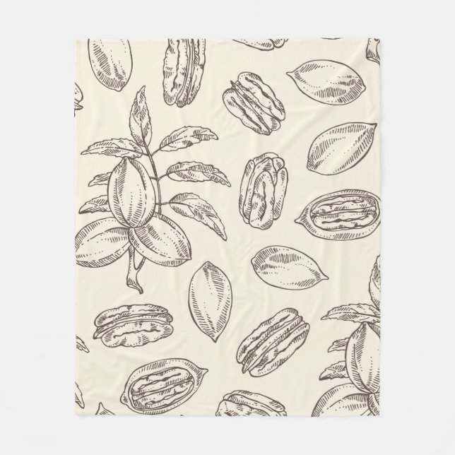 Couverture Polaire Seamless pattern with pecan: pecan nuts and leaves (Devant)
