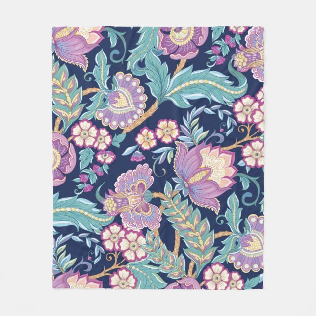 Couverture Polaire Seamless pattern with stylized ornamental flowers  (Devant)