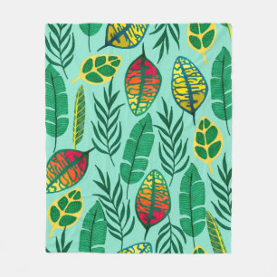 Couverture Polaire Seamless pattern with tropical leaves. Gouache art