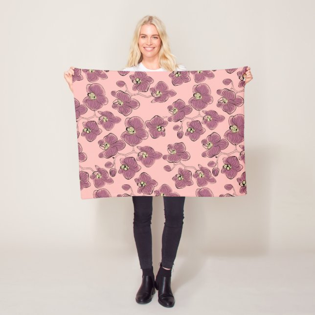 Couverture Polaire Seamless watercolor orchids phalaenopsis flowers w (En situation)