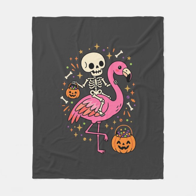 Couverture Polaire Seau de bonbons squelette de flamant rose d'Hallow (Devant)