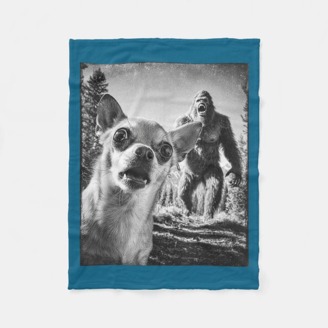 Couverture Polaire Selfie Cryptid Chihuahua Humor Sasquatch Bigfoot (Devant)