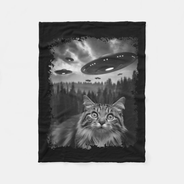 Couverture Polaire Selfie De Chat Graphique Drôle Avec Bigfoot Sasqua (Devant)