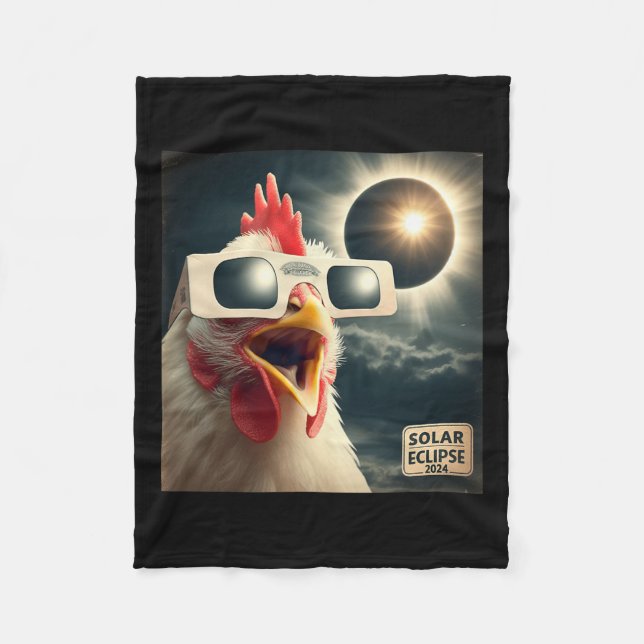 Couverture Polaire Selfie Poulet Enfants Mens Éclipse Solaire (Devant)
