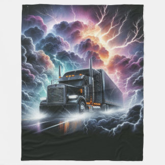 Couverture Polaire Semi Camion dans une tempête de foudre vibrante