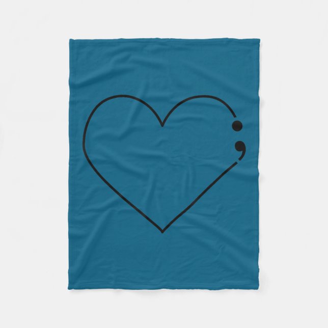 Couverture Polaire Semicolon Heart Mental Health Awareness Therast De (Devant)