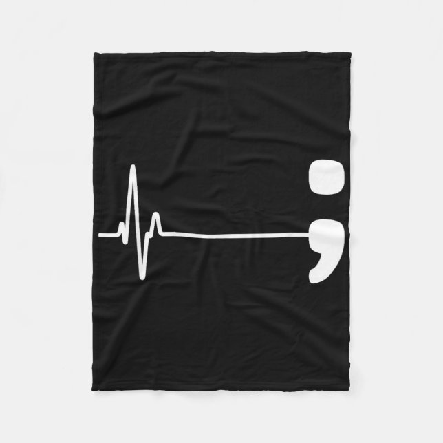 Couverture Polaire Semicolon Heartbeat Flatline Prévention du suicide (Devant)