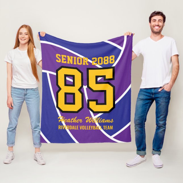 Couverture Polaire Senior Volleyball Team Custom Jersey Number (En situation)