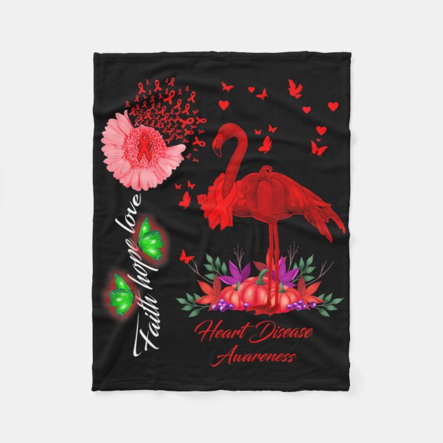Couverture Polaire Sensibilisation à la maladie cardiaque Flamingo Fo (Devant)