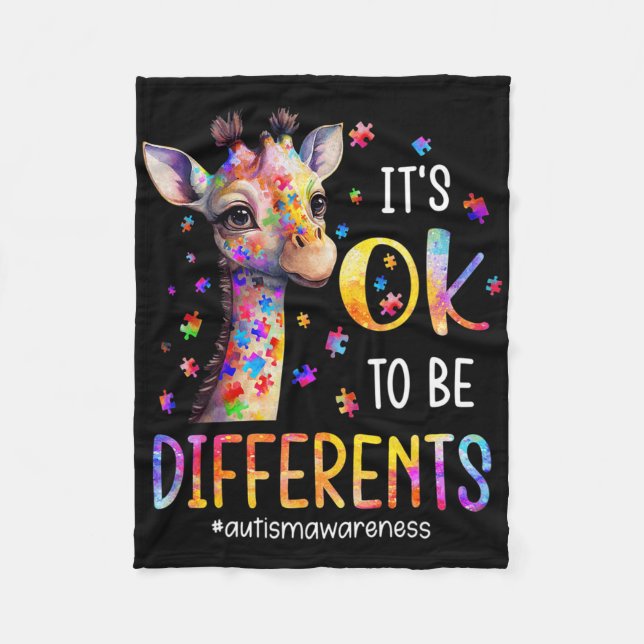 Couverture Polaire Sensibilisation à l'autisme Girafe mignon C'est Ok (Devant)