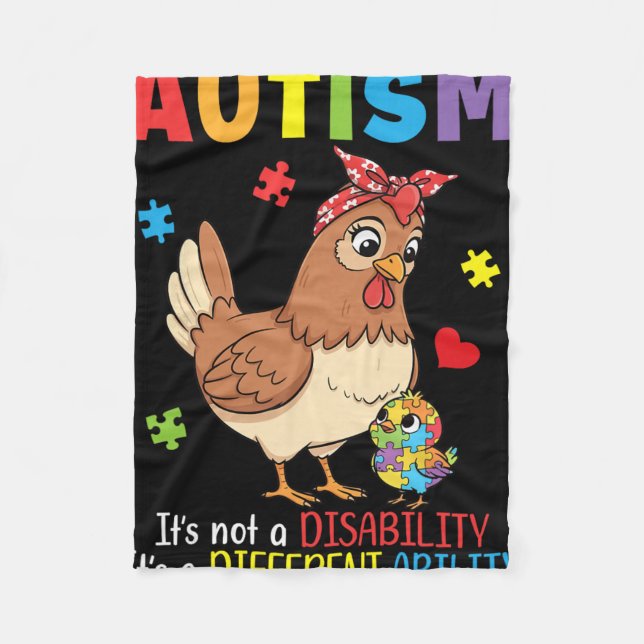 Couverture Polaire Sensibilisation à l'autisme Mère Poule Capacité Di (Devant)