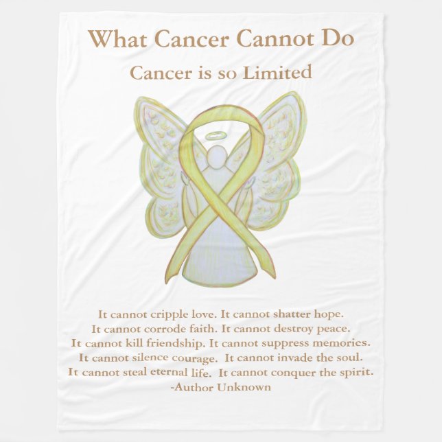 Couverture Polaire Sensibilisation Jaune Ruban Bone Cancer Ange Blanc (Devant)