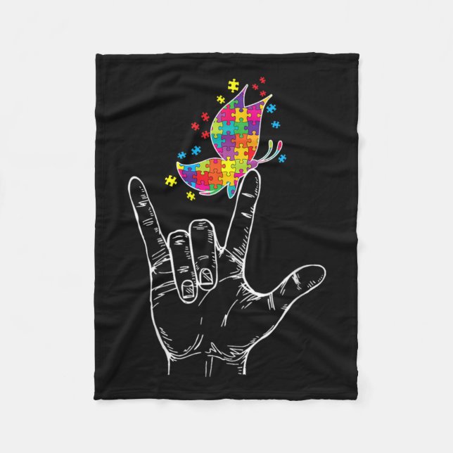 Couverture Polaire Sensibilisation Je t'aime Asl Hand Sign Language B (Devant)