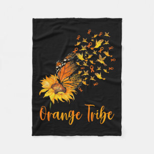 Couverture Polaire Sensibilisation Papillon de tournesol Orange Ribbo