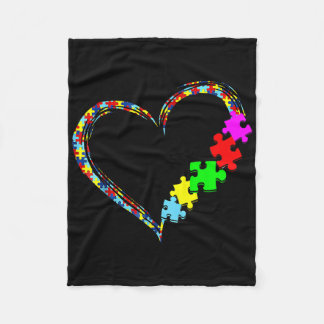 Couverture Polaire Sensibilisation sur l'autisme Amour Coeur Puzzle C