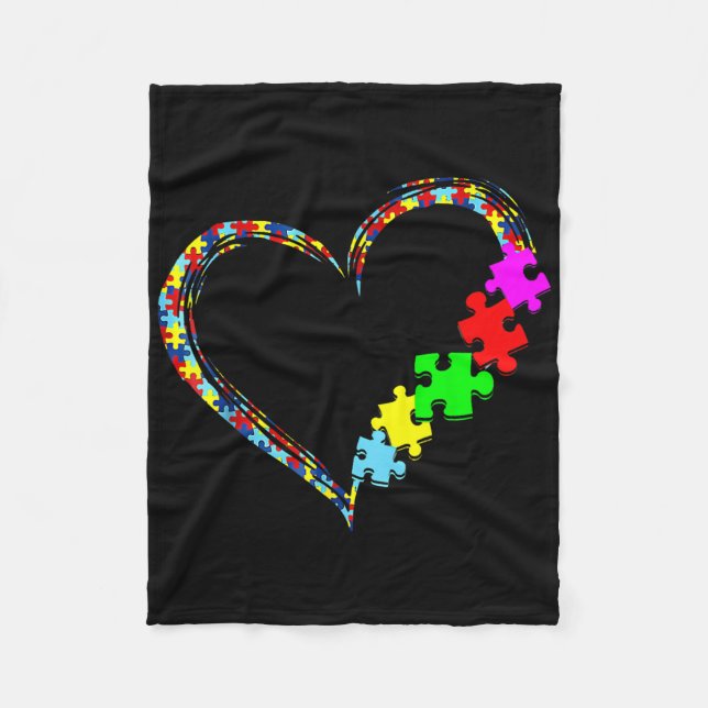 Couverture Polaire Sensibilisation sur l'autisme Amour Coeur Puzzle C (Devant)