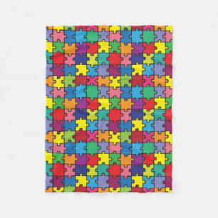 Couverture Polaire Sensibilisation sur l'autisme colorée de motif de