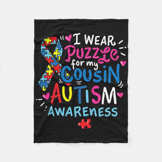 Couverture Polaire Sensibilisation sur l'autisme Cousin Cadeau Tee (Devant)