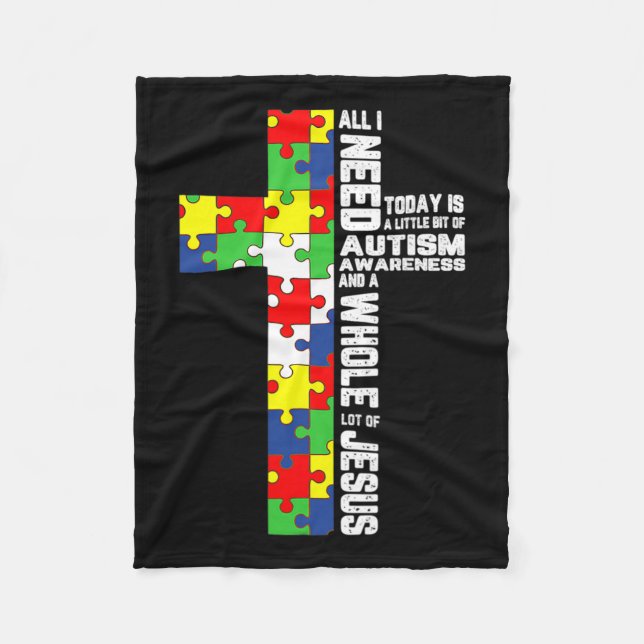 Couverture Polaire Sensibilisation sur l'autisme Jésus Croix Puzzle C (Devant)