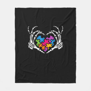 Couverture Polaire Sensibilisation sur l'autisme s Skeleton Main Hear