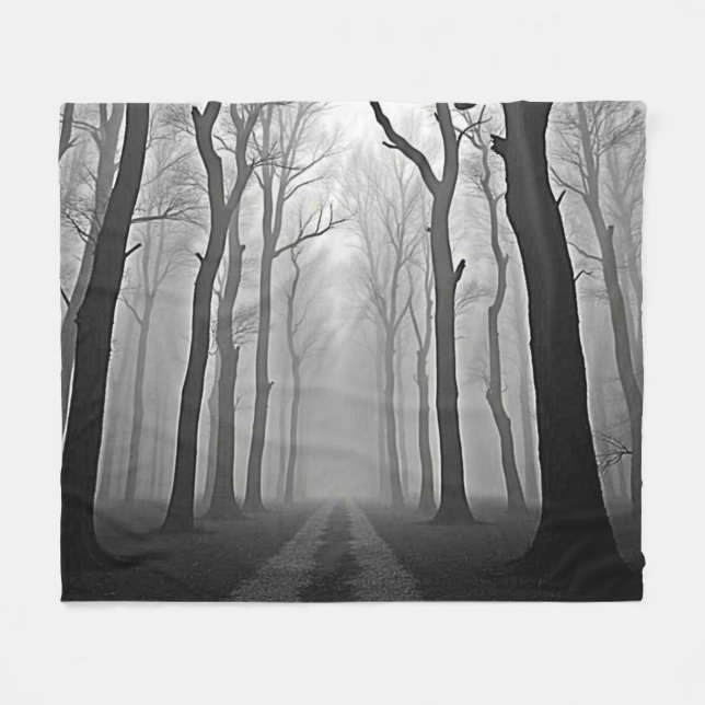 Couverture Polaire Sentier forestier brumeux et inquiétant Art (Devant (Horizontal))