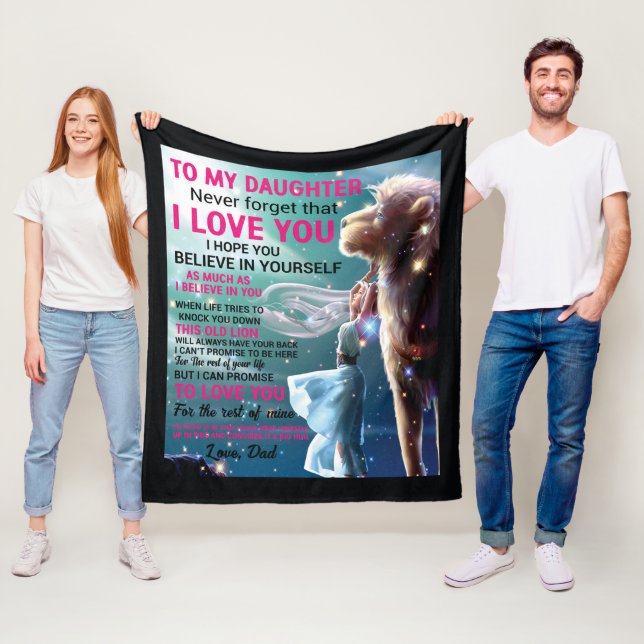 Couverture Polaire sentimental Papa Fille mot art (En situation)