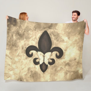 Couverture Polaire Sepia Butterfleur Tan Butterfly sur Fleur de Lis