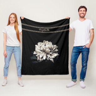 Couverture Polaire Sepia Peony Personnalisé Noir Taille moyenne