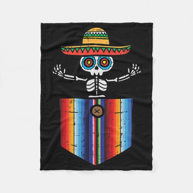 Couverture Polaire Serape Skeleton Mariachi Pocket Cinco De Mayo Mexi (Devant)