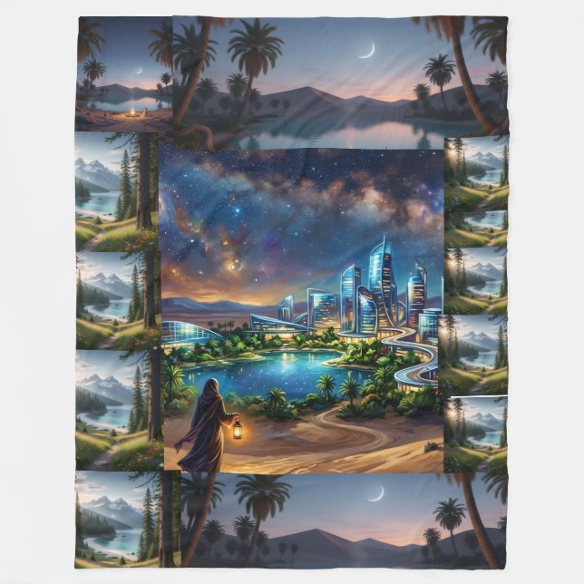 Couverture Polaire Serene Nature to Futuristic Desert Oasis (Devant)