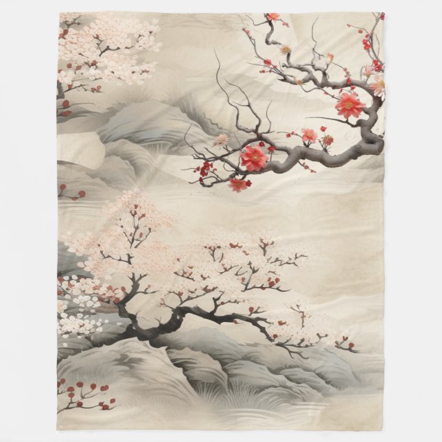 Couverture Polaire Serene Tranquillité thème japonais (Devant)