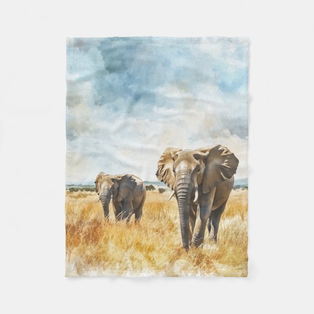 Couverture Polaire Serengetti Elephants (Devant)