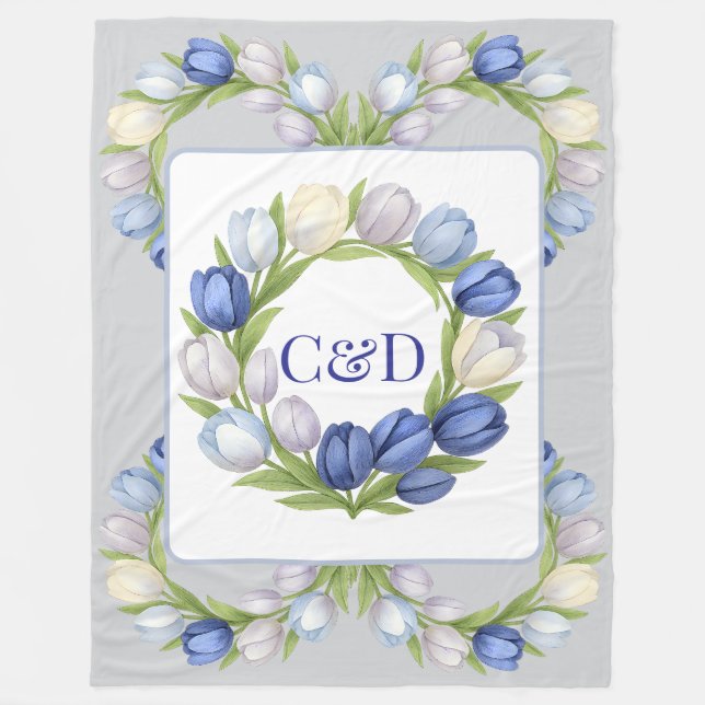 Couverture Polaire Sérénité en Fleur Pastel Tulip Floral Maison Décor (Devant)