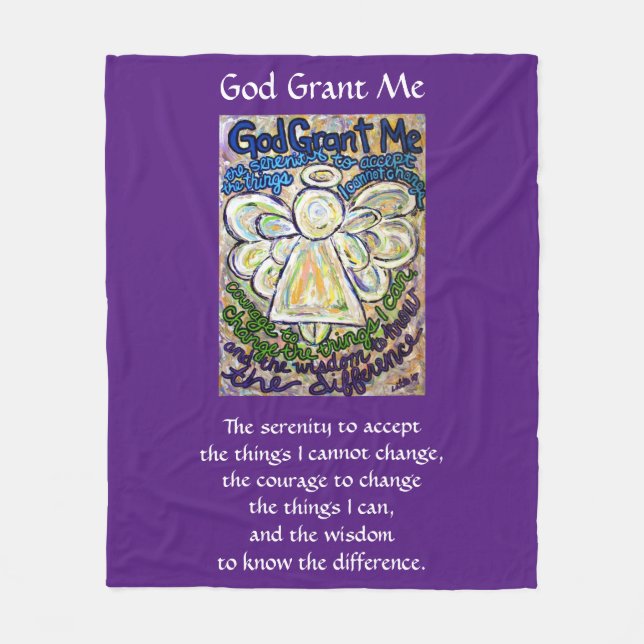 Couverture Polaire Serenity Prayer Poem Angel Personnalisé Fleece Bla (Devant)