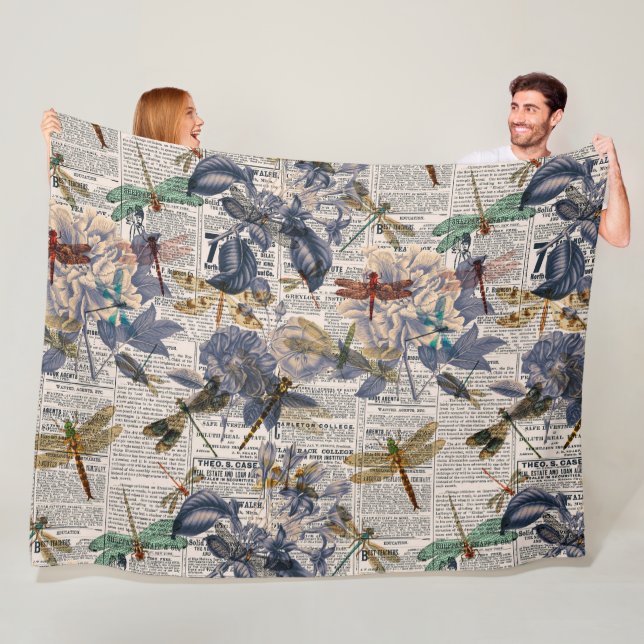 Couverture Polaire Série Libellules Vintage Design 5 (En situation)
