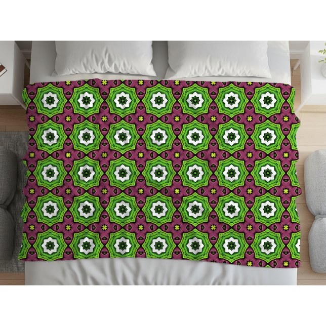 Couverture Polaire Serviette à motif géométrique vert, violet et blan (Créateur téléchargé)