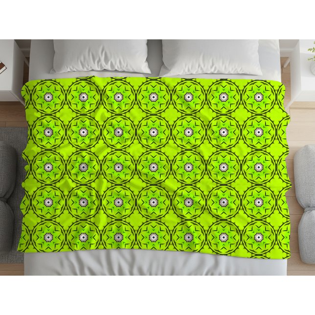 Couverture Polaire Serviette vert clair avec motif circulaire complex (Créateur téléchargé)